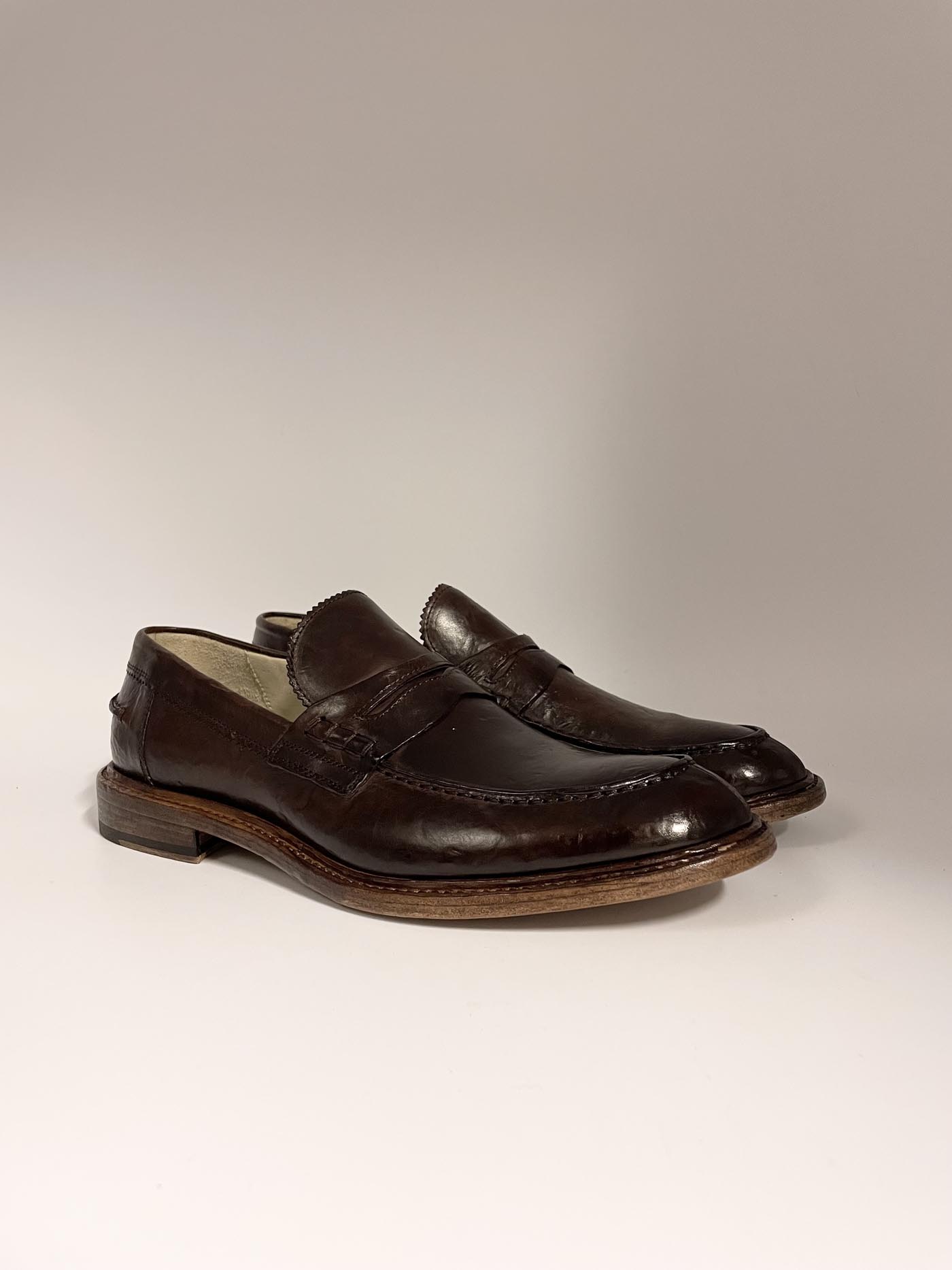 Mocassino in pelle vintage testa di moro Corvari - Marzolla Calzature